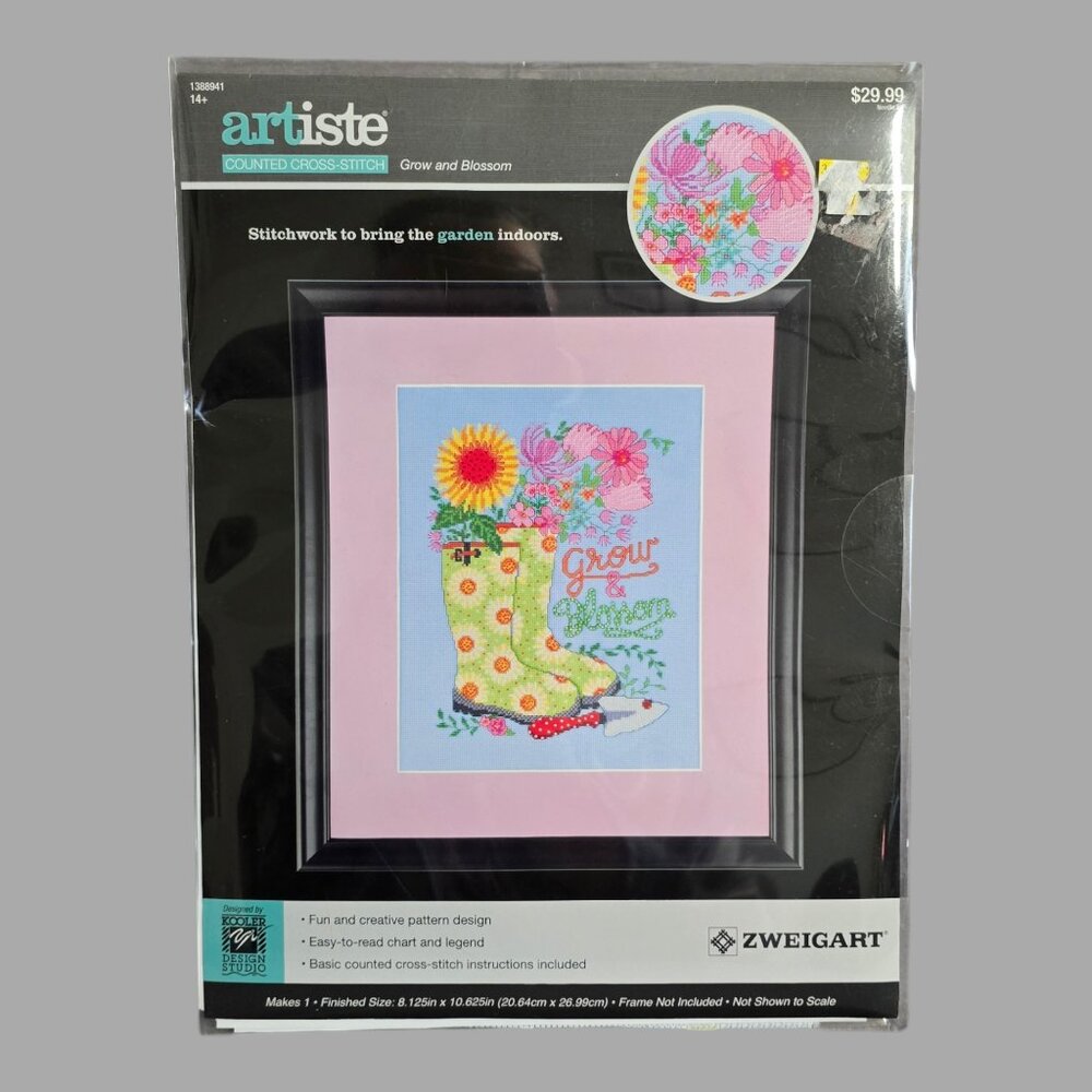 NEW Sealed Artiste Grow & Blossom Bouquet Counted Cross-Stitch Kit Gardening